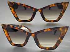 OVERSIZE EXAGGERATED Vintage Retro Cat Eye SUNGLASSES Large Pointy Leopard Frame