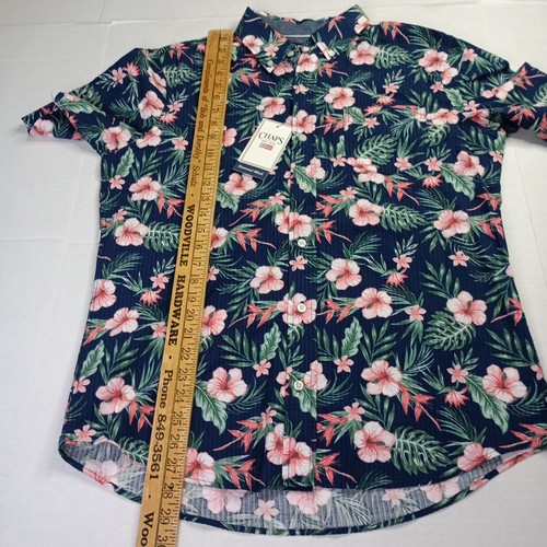 Camisa Tejida Chaps Floral Seacoast Wash Seersucker Para Hombre Talla M Nantucket Azul Marino - Imagen 5 de 7