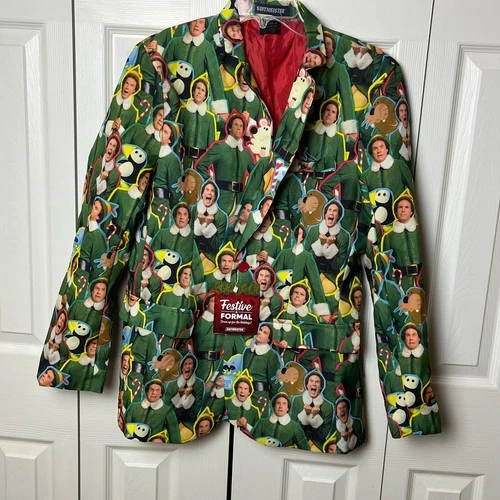 Suitmeister Elf Blazer Green Red Small Buddy The Elf Suit Jacket - product listing photo