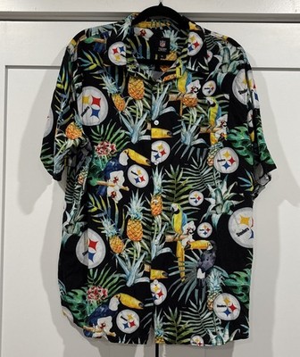 Pittsburgh Steelers NFL Hawaiian Tropical Bird Pineapple Button-up XL Shirt
