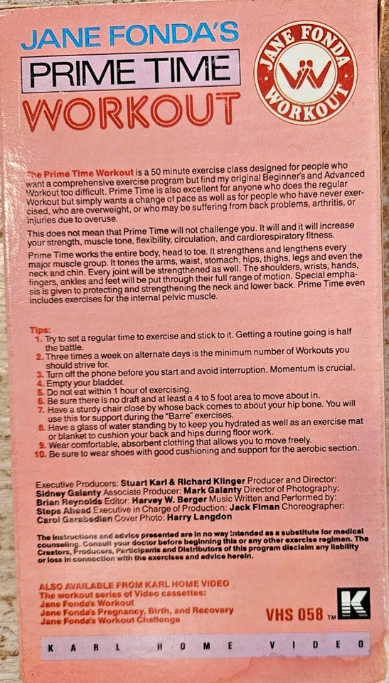 Jane Fondas Prime Time Workout VHS Tape helped many with aerobics Foto 2 de 3