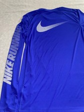 Nike Shirt Mens Large Blue Dri Fit Miler Running Long Sleeve Active