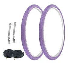 PRO+ TIRES 700 x 40 Purple P-1134 W/ HEAVYDUTY TUBES & TIRE LEVERS 48mm Schrader