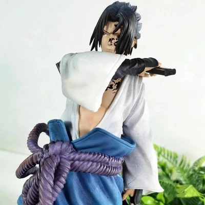 Naruto Sasuke Uchiha Figure LED 35cm Anime GK PVC Statue With Box - Photo 1/4
