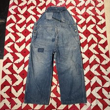 Vintage Key Imperial Denim Low Back Overalls As Is Repaired Farmhouse Mens