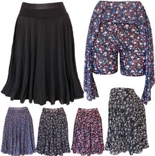 Women's Skort Summer Skirt Lightweight Floral Solid Skirt with Built in Shorts