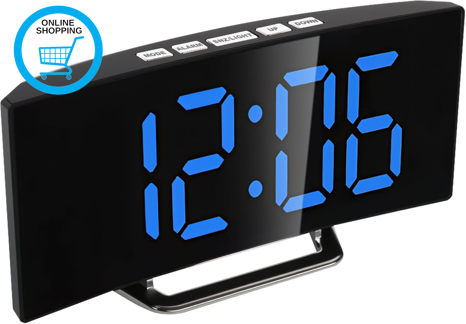Digital Alarm Clock for Bedrooms, Blue Digital Clocks Bedside Mains Powered Digi