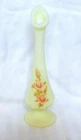Fenton Glass Yellow Custard Hand Painted Swung Vase