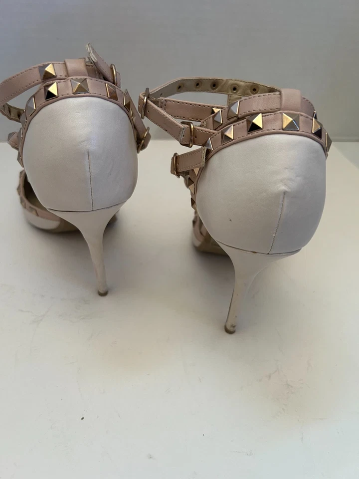 Sexy tacones de aguja de cuero beige Wild Diva Lounge talla 9 1/2 Foto 3 de 3