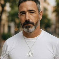 Islamic Allah Pendant Necklace 18" Silver Stainless Steel Chain BOGO Offer USA