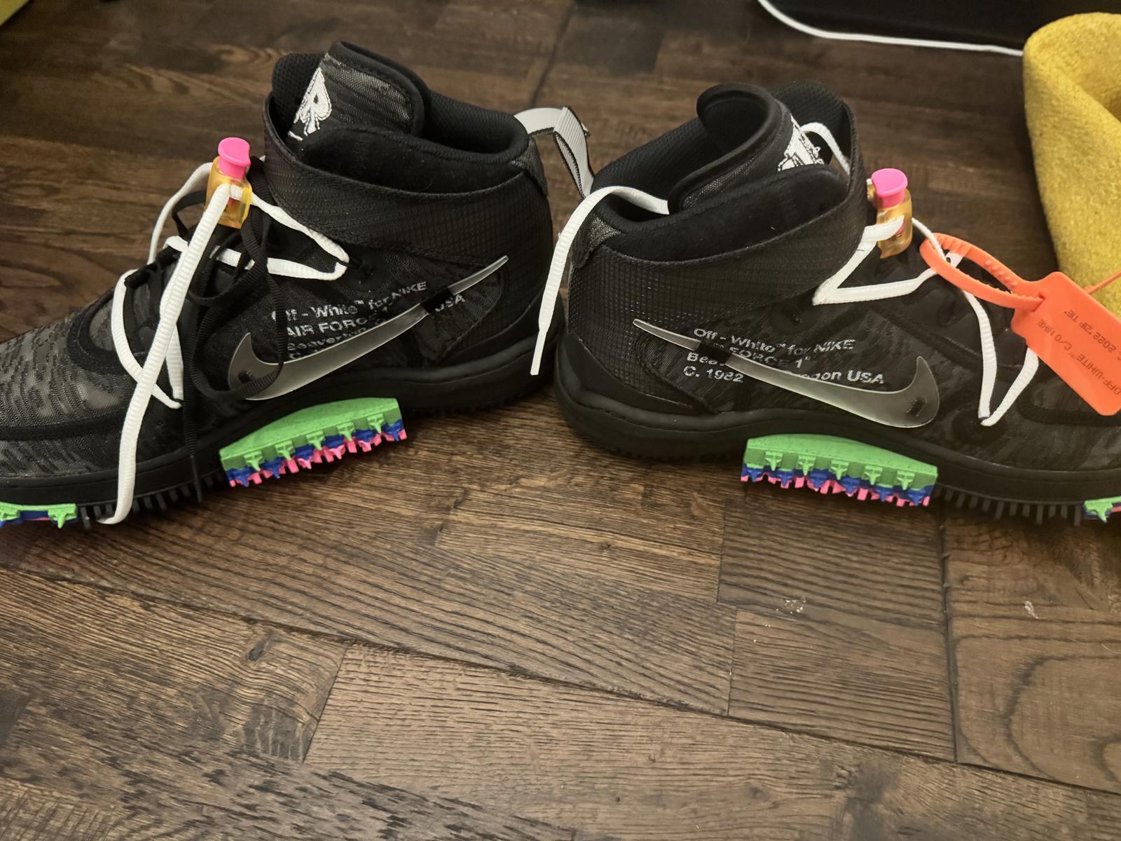 OFF WHITE X NIKE Off White x Air Force 1 Mid UK 9.5 Nero nuovo imballato