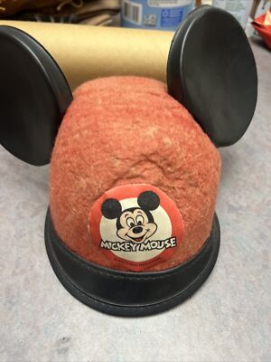 Vintage Mickey Mouse Mouseketeers Ears Red Felt Hat Walt Disney RARE