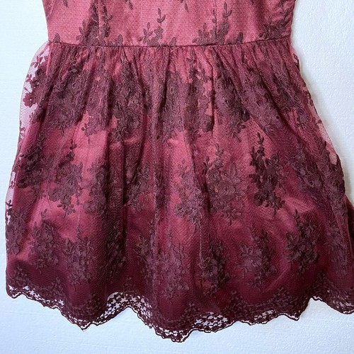 Liza Luxe Womens Size XL Burgundy Floral Lace Dress Halter Modcloth Fit & Flare - Picture 6 of 12