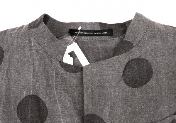 Y's LINEN LAWN DOT PRINT SHIRT DRESS グレー Y's Dot Printed Linen Short Sleeve Shirt Dress Size 1(K