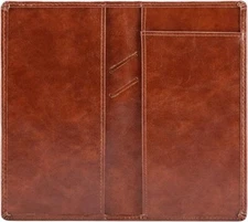Aurya Leather Checkbook Cover Holder with Free Divider and Middle Pen Tan 