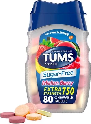 Tums Extra Strength 750 mg Antacid Melon Berry | 80 Chewable Tablets