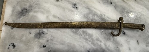 GREAT ORIGINAL Pre-WWI 1868'S FRENCH CHASSEPOT SWORD BAYONET & Scabbard Painted - Picture 16 of 17