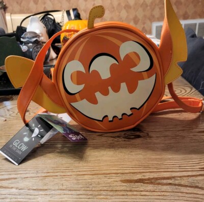Halloween Disney Stitch Pumpkin Jack O Lantern Crossbody Purse Bioworld Glows!!