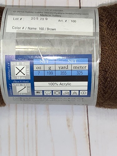 Hobby Lobby I Love This Yarn! Medium Acrylic - Brown Lot #208200 - 7oz Skein - Bild 4 von 4