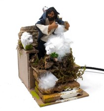 Pastore per Presepe in Movimento Tosatore di Pecore Statuina Terracotta 10 cm