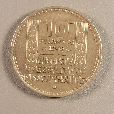 1948 B France 10 Francs Coin - Copper-Nickel - Designed by Pierre Turin