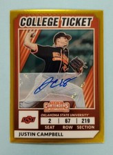 2022 Panini Elite Extra Justin Campbell Auto Gold College Ticket Card /99