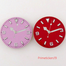 29mm Pink/Red Watch Dial Hands Luminous Fit NH35 NH36 Miyota8215 ETA2824 PT5000