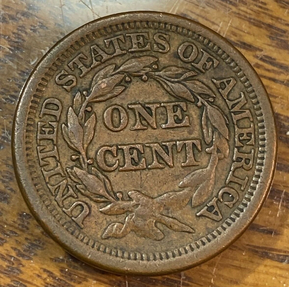 1854 Large Cent Super Original Light Brown AU CHRC - Image 2 of 2
