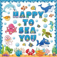 87 PCS Sea Animal Bulletin Board Decorations Under The Sea Paper Cutout Ocean...