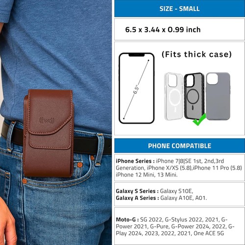 Leder vertikales Handyholster für Männer Gürtelclip/Schlaufe - passt iPhone - Bild 7 von 12