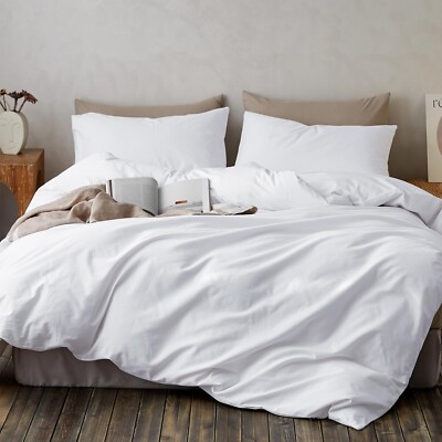 Duvet Cover Set 3 Pcs 1 Duvet Cover 2 Pillow Shams Hotel Quality Bedding White