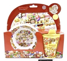 Emoji Dinnerware Set, 3-Pieces,Plastic,Plate,Bowl,Sippy Cup,Toddler