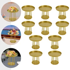 10Pcs 25/15cm Tall Gold Metal Flower Stand Circular for Table Centerpieces Decor