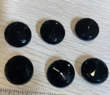 Lot Of 6 VINTAGE  RETRO BLACK FACETED 7/8” SHANK BUTTONS FASHION CRAFT