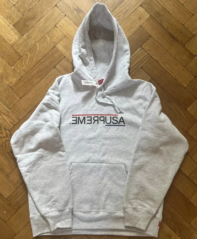 Sweat à capuche FW21 Supreme USA taille M gris cendre moyen porté 1x sweat à capuche