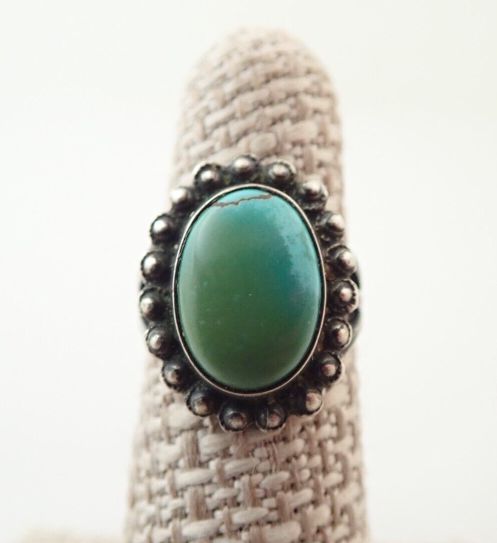 Vintage TC Signed Navajo Fred Harvey Era Green Blue Turquoise