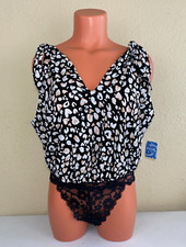 Free People Womens Bare it All Bodysuit Black Combo Size Medium