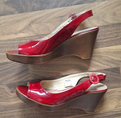 Di Marzio Plateau PeepToes Slings Keilabsatz Sandaletten Gr39 Weinrot Leder Neu - Bild 3 von 9