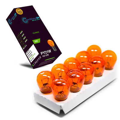 10 x PY21W Blinkerlampe Blinkerbirne 12V orange gelbe Kugel Lampe BAU15s