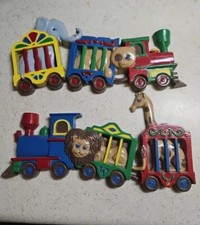 Vintage BURWOOD Wall Decor Train Circus Animals Elephant Lion Nursery USA Made