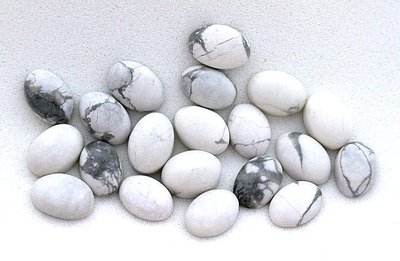 FIVE 7x5 7mm x 5mm Oval White Howlite Cab Cabochon Gem Stone ...