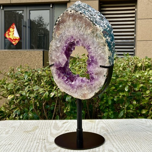 6.85LB Healing Amethyst Geode Reiki Charged Chakra Stone+base - 第 7/15 張圖片