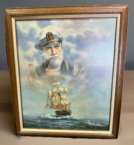 Vintage Ken Summers Nautical Oil Painting Sailor Ocean Water