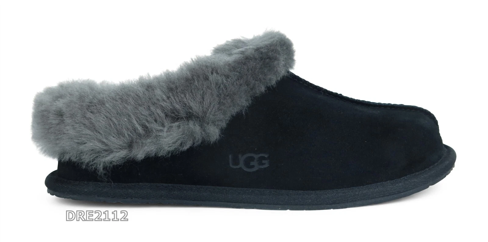 UGG Moraene ciabatte nere in pelliccia scamosciata da donna taglia 8 *NUOVE*