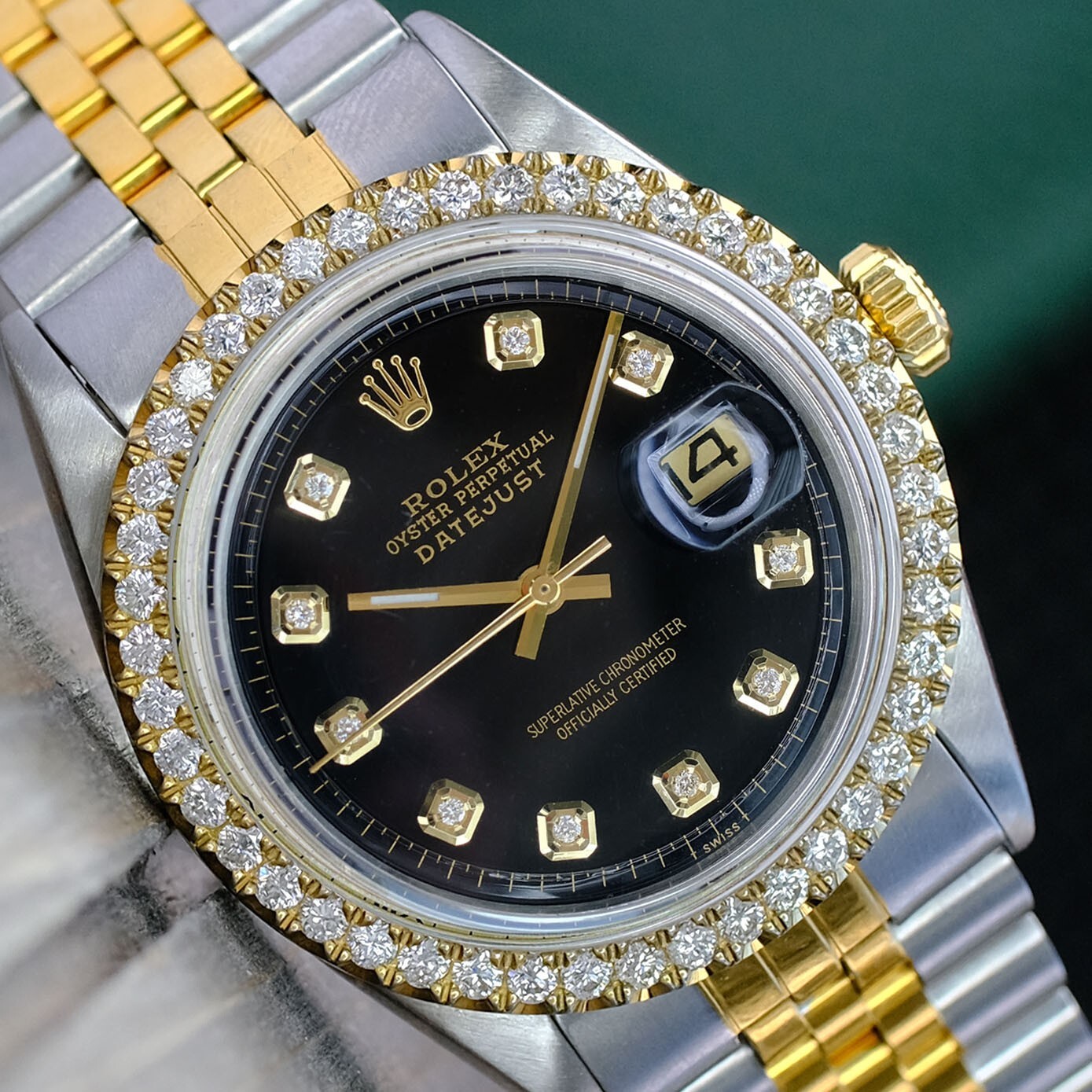 Rolex Datejust TwoTone Diamond Bezel 1.80ctw
