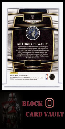 2021-22 Panini Select #49 Anthony Edwards Blue Prizms - Picture 2 of 2