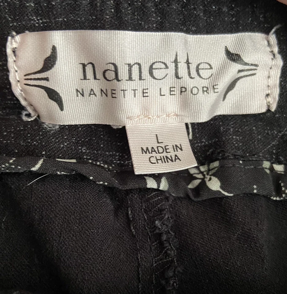 Pantalón capri Nanette Lepore negro cónico para mujer talla L cintura 30 entrepierna 25 tiro medio Foto 4 de 4