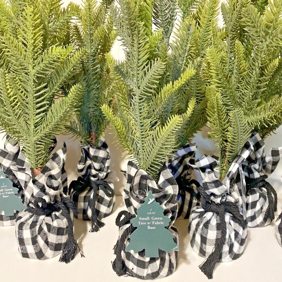 Small Green Tree With Fabric Weighted Base - Box Of 8 Crafts Christmas Decor - Image 2 of 4