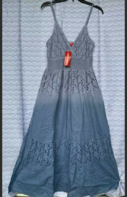 Women Ombre Dip Dye gray Eyelet Lace Dress M vneck summer sale aline swing | eBay Women Ombre Dip Dye gray Eyelet Lace Dress M vneck summer sale aline swing | eBay