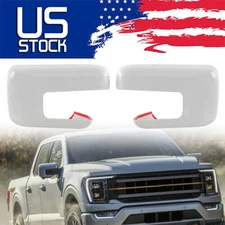 For 2021-2024 Ford F150 Side Mirror Cover Cap Overlays W/ Turn Signal Hole White